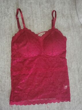 Red Lace Camisole Tank Top
